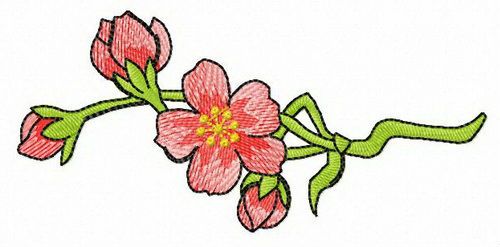 Pink wild rose flower machine embroidery design