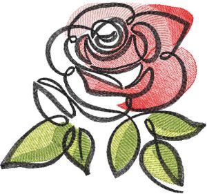 Rose colored sketch embroidery design