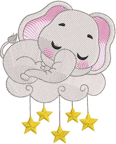 Baby Elephant Cloud free embroidery design