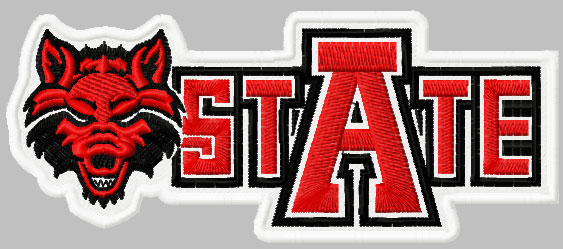 Arkansas Red Wolves state logo embroidery design
