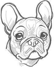 Bulldog greyscale sketch embroidery design