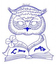Clever owl reading a book 3 embroidery design