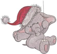 Elephant Christmas time embroidery design