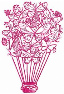 Butterfly hot air balloon embroidery design