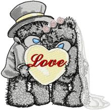 Teddy Bear wedding embroidery design