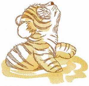 Little tiger in mud embroidery design