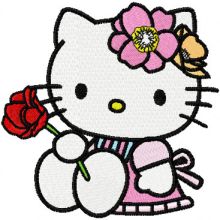 Hello Kitty with Rose embroidery design