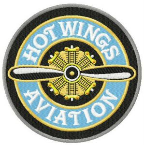 Hot wings aviation embroidery design