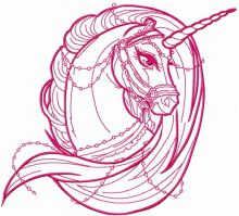 Moonlight unicorn one color embroidery design