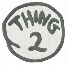 Thing 2 round badge embroidery design