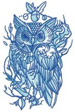 Wise owl with collar embroidery design