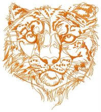 Snow leopard one color embroidery design