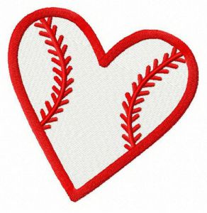 Baseball heart embroidery design