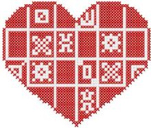 Red heart cross stitch embroidery design