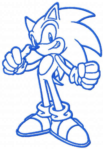 Sonic one colored embroidery design