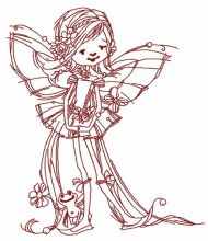 Young fairy with frog 2 embroidery design