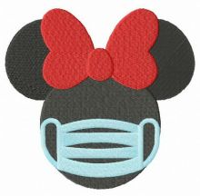 Minnie with surgical mask embroidery design