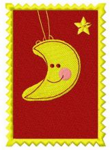Postage stamp moon and star embroidery design