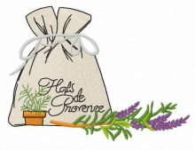 Pouch with provencal herbs embroidery design
