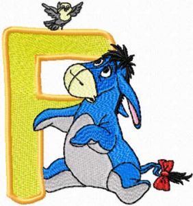 Eeyore Letter F	 embroidery design