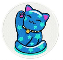 Maneki Neko star kitty embroidery design