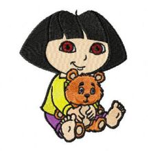 Dora the Explorer with Bear embroidery design