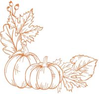 Autumn leaves and pumpkins free embroidery design