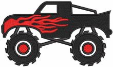 Truck with fire decor embroidery design