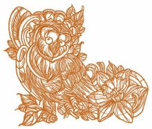 Coquet owl one color embroidery design