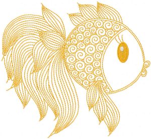 Gold fish one colored embroidery design