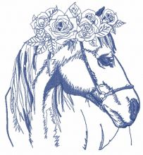 Horse with wreath of roses 2 embroidery design