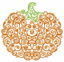 Swirl ornament pumpkin embroidery design