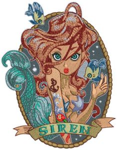 Siren embroidery design
