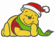 Winnie Pooh waiting for Xmas embroidery design