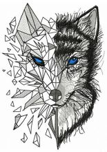 Mosaic wolf embroidery design