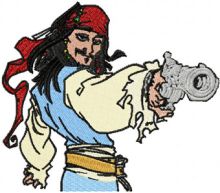 Jack Sparrow with Gun embroidery design