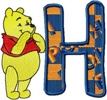 Winnie Pooh Alphabet letter H embroidery design