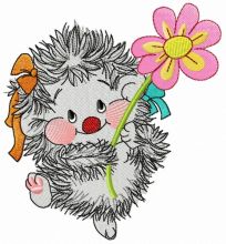 Hedgehog with chamomile embroidery design