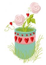 Flower pot embroidery design