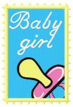 Postage stamp Baby girl embroidery design