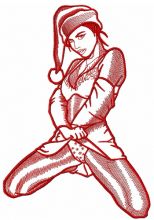 Sexy girl sketch embroidery design