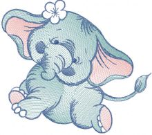 Tattered dancing elephant embroidery design