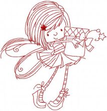 Fairy with gift box embroidery design