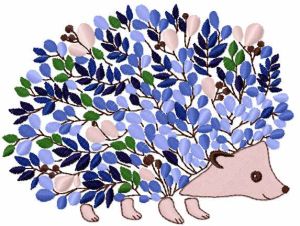 Hedgehog leaves embroidery design