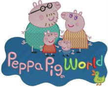 Peppa Pig world embroidery design