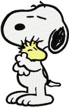 Snoopy with small friend embroidery design