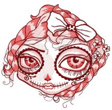 Dead beauty face embroidery design