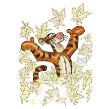 Tigger and autumn embroidery design