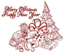 Happy New Year composition embroidery design