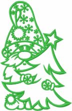 Gnome with christmas tree one colored embroidery design